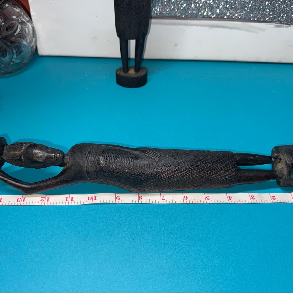 4pcs Wood African Vintage With Hand Carved Tribal Statue - Picture 5 of 14